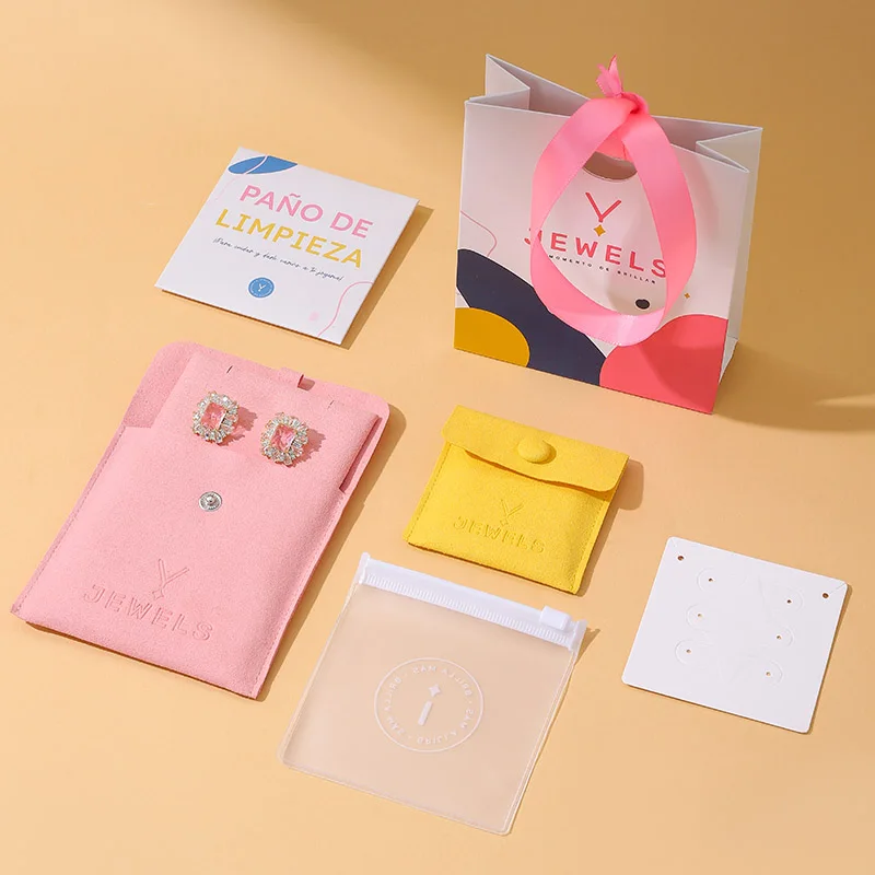 A1 High End Flip Top Square Custom Size Microfiber Velvet Jewelry Envelope Packaging Pouches with Matte Zipper