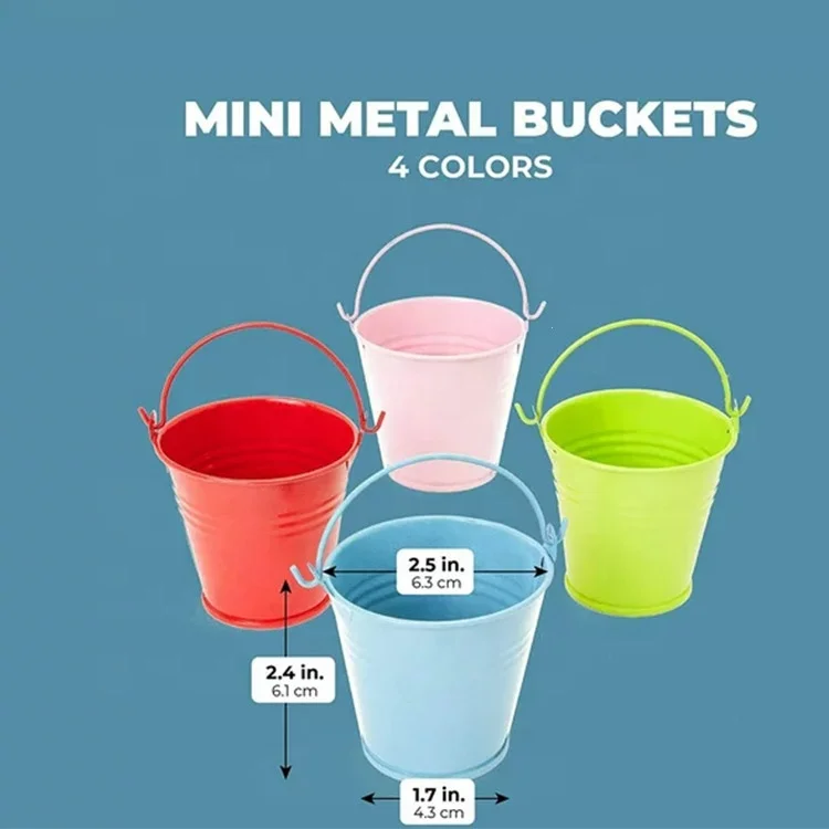 Mini Metal Tin Buckets With Handle Colorful Pail For Easter Party Favors For Kids At Home Or For