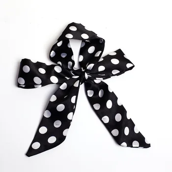 Black Polka Dot Scarf Tie Bag Long Hair Tie Bow 90*4cm Spring Season Polyester Headband Ribbon Scarf Gift Souvenir with Handle