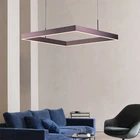 COMELY Design LED Nordic Minimalist Chandeliers Brownness 3000K Warm Fixture Square Indoor Livingroom Hotel Hanging Droplight