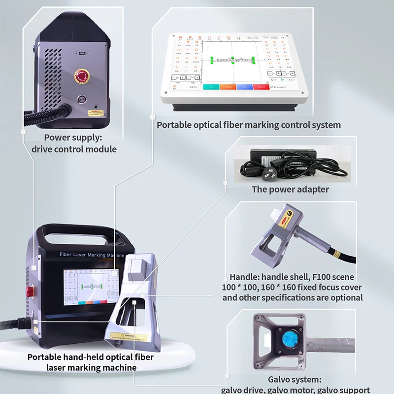 New Type Design Max 25W Handheld Portable Mini Fiber Laser Marking Machine with Touch Screen