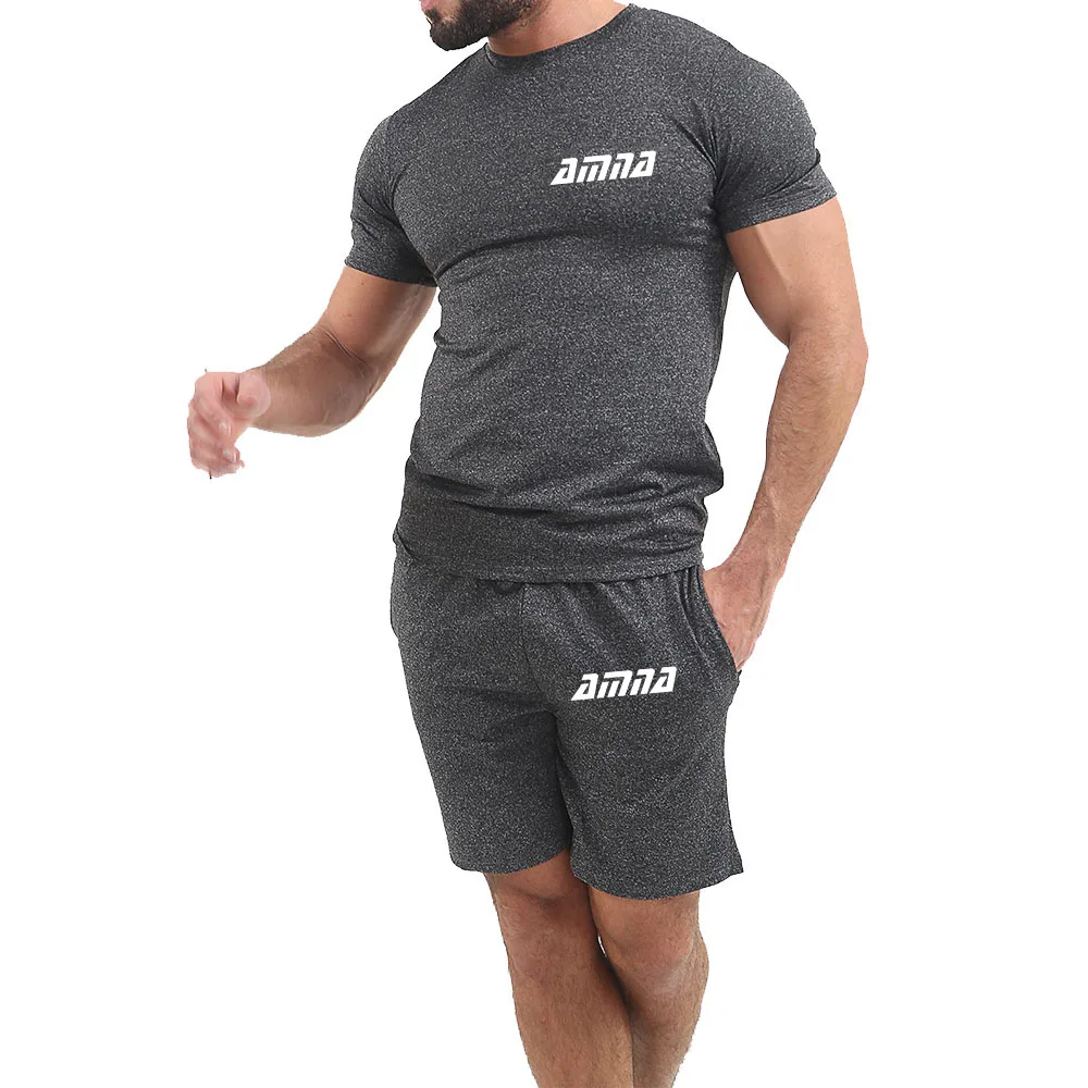 Comaba Mens Printed Short Sleeve Leisure Oversize Activewear Set Top&Pants 