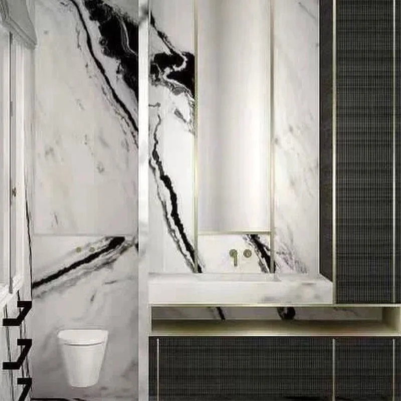 product factory direct white panda bianco lasa macchia vecchia polished dalmata marble stone black slab marble panda floor tiles-3