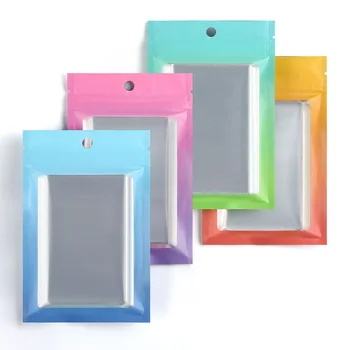 Reusable Plastic Mylar Packet Sample Packaging Bags Gradient Color Smell Proof Bags Airtight Zip Lock Bags for Candy