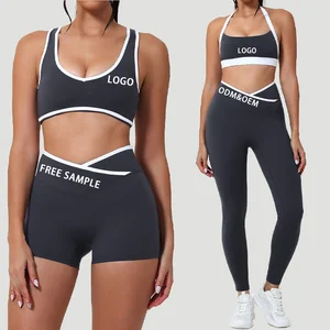 Cross-cut High-waisted Sportswear for Women Contrasting Color Backless Tight Nude Yoga Suit Running and Fitness Yoga Wear