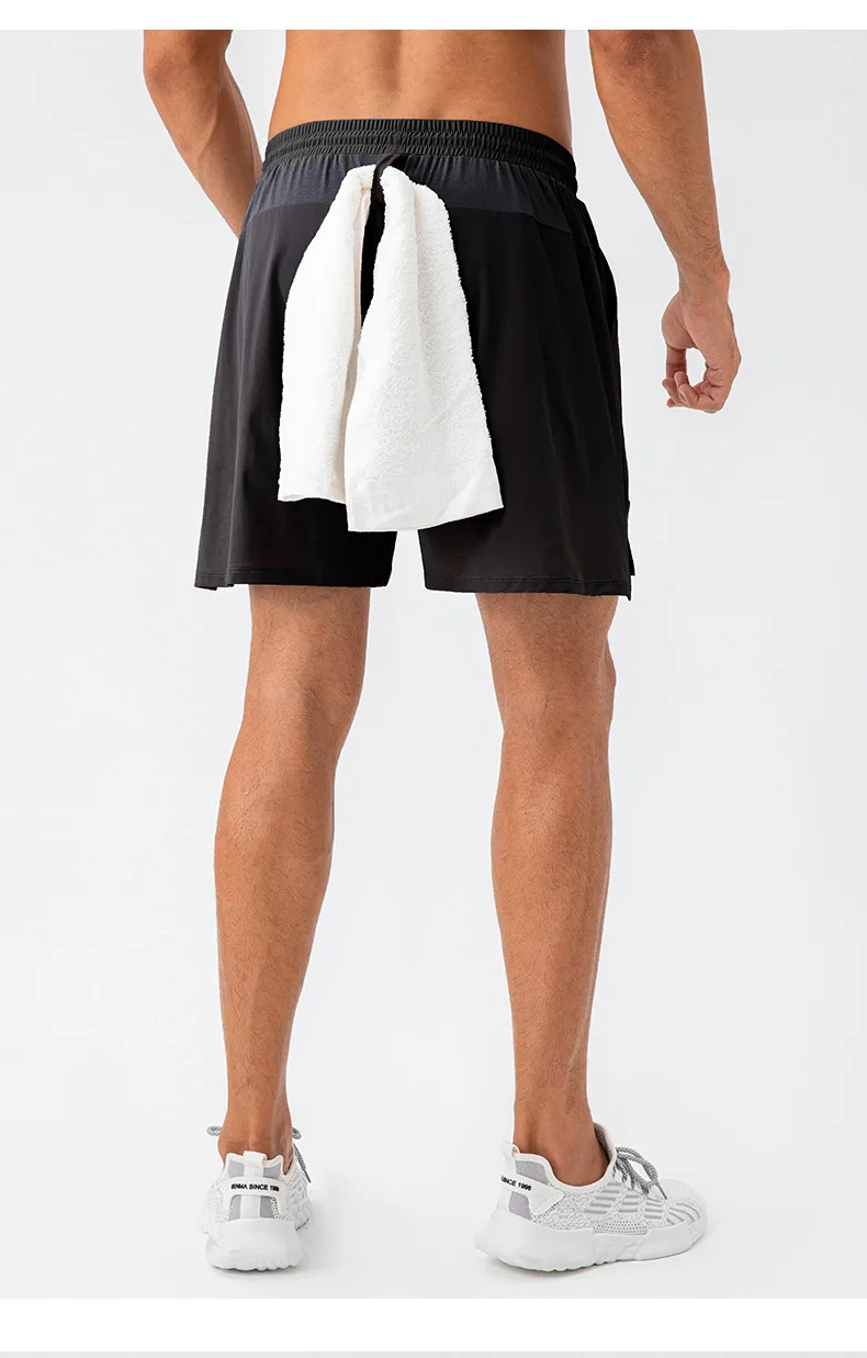 Pantaloncini sportivi da palestra per uomo, personalizzati, ad asciugatura rapida, in nylon, spandex, allenamento per corsa, atletico, tasche ad anello per asciugamano Fiess424_voghion.com