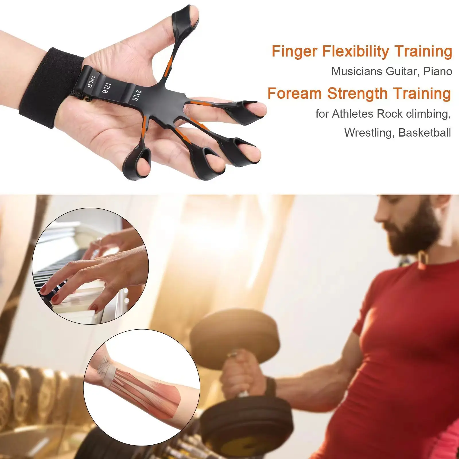 Snbo Silicone Grip Device Finger Exercise Stretcher Hand Exercise