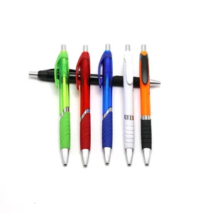 Cheap Plastic Custom logo Promotional Giveaway Transparent Ballpoint Pen with Grip