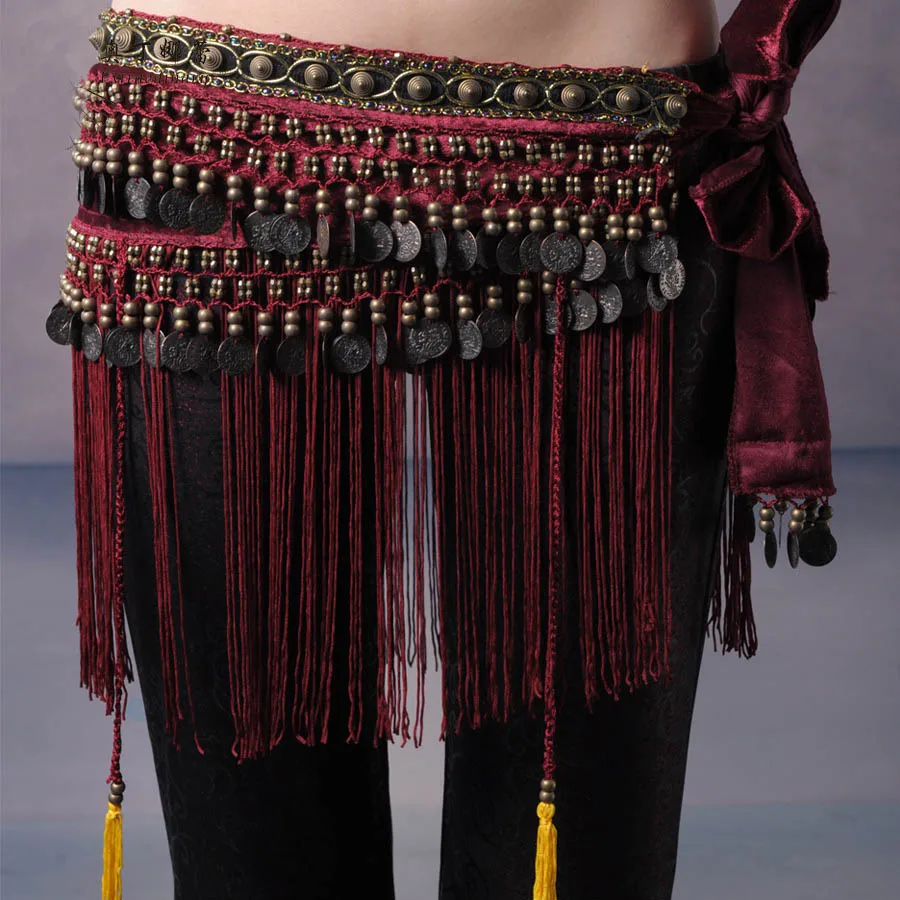 Belly Dance Hip Scarf Coin Belt Tribal Costume Fringe Tassel  display picture 3