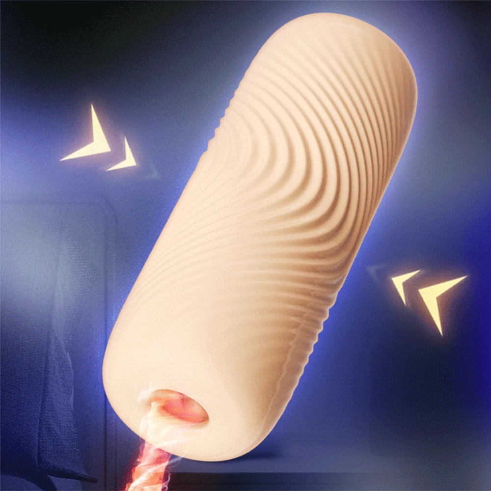 Amoura male stroker product showcase with size reference