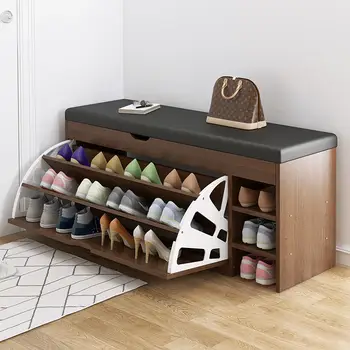 Modern Pu Leather Shoe Storage Bench Shoe Storage Rack Cabinet With Seats Shoe Changing Stool Bench