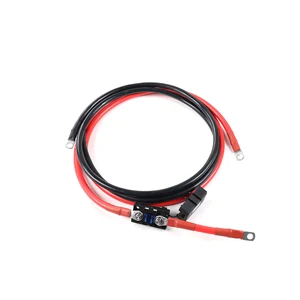 OEM DC Solar Power Battery Cable Kit with Fuse Holder 25mm2 Cable Section Inverters Marine PV Terminal Lugs Wire Cable