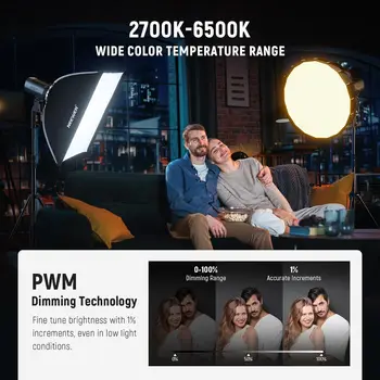 NEEWER MS150B 130W Bi Color LED Video Light Mini COB Portable Photography Lighting with App Control detail image