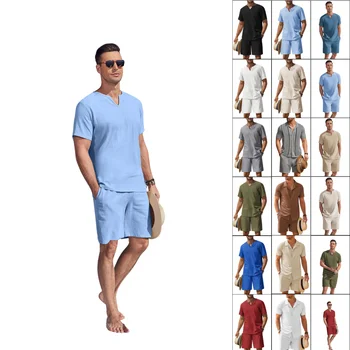 Short Sleeve T-Shirt and Shorts Suit Summer Streetwear Beach Vacation Hawaiian Suit Men's Shorts Suit