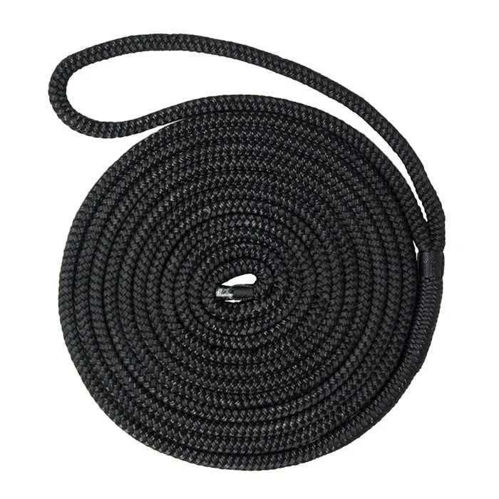 12mm dock lines, double braided, black color