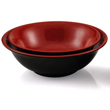 Wholesale Japanese Ramen Restaurant Noodle Serving 7 Inch Black Red Melamine Mixing Bowl