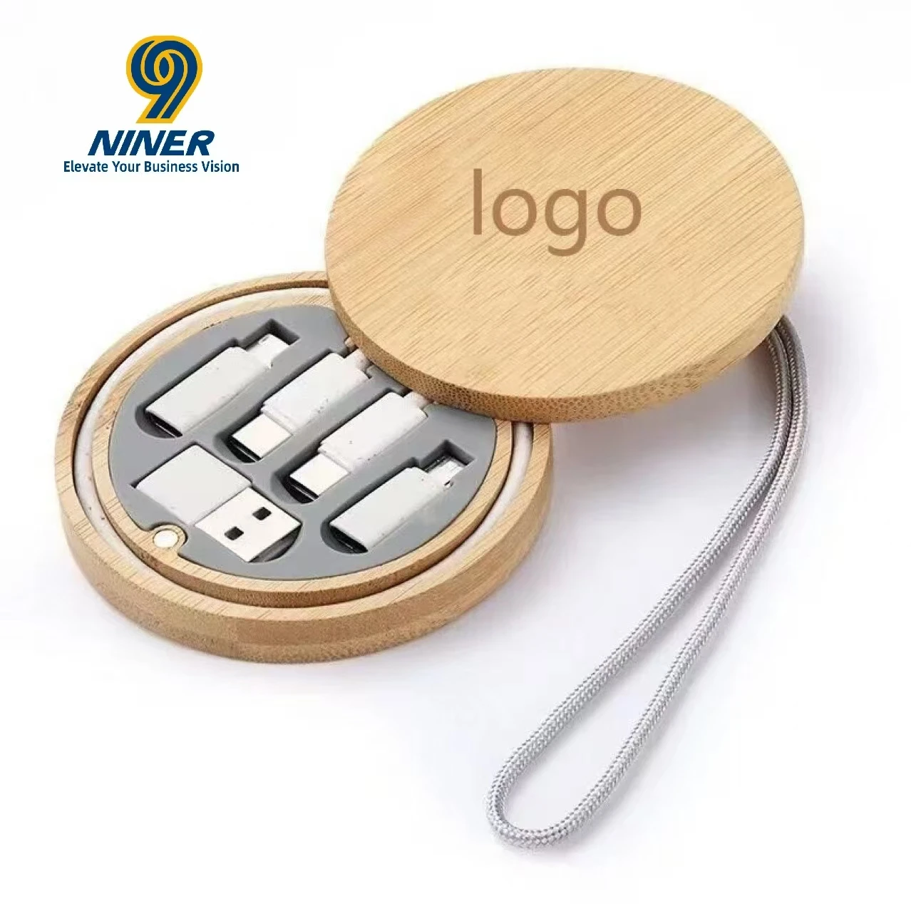 6-in-1 Multifunctional Wooden Phone Charger 3A Fast Charging Data Cable Travel Adapter Kit