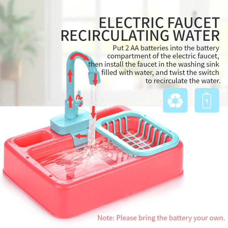 Wholesale Simulated Electric Kitchen Sink Toys for Role Playing Children's Educational Fruit & Vegetable Washing for Girls