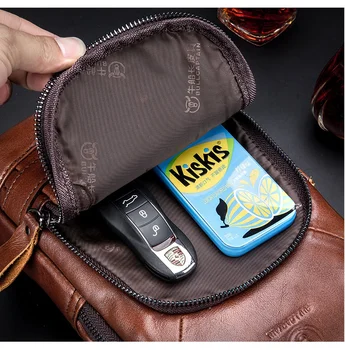 BULLCAPTAIN Genuine Leather Sling Bag with USB Charging Port Multi-pocket  Chest Bag for Men Hiking Travel Daypack XB-129