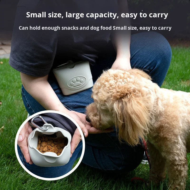 New Pet Silicone Dog & Cat Food Bag Outdoor Portable Dog Training Dog Walking Feeding Waist Bag Snack Bag factory