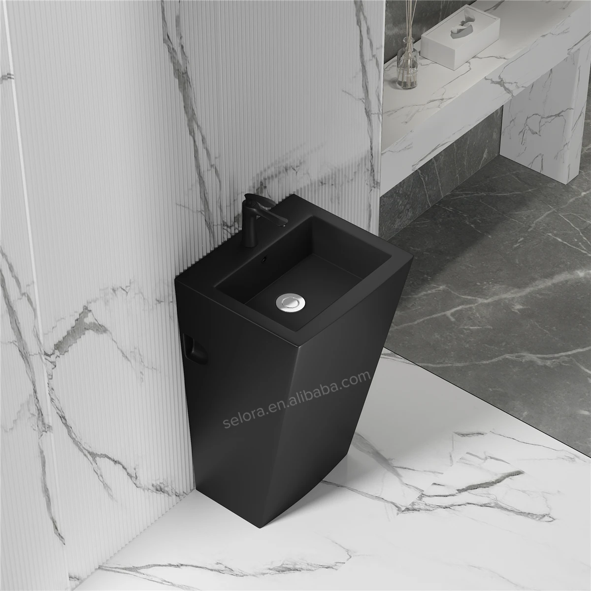 Matte Black Modern Hotel Bathroom Sanitary Ware Suite Wc Hand Wash