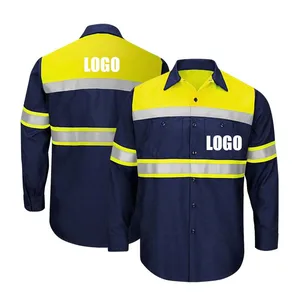 Hot-Selling 100% Cotton Moisture Wicking Workwear Construction Reflective Strip New Style Split Work Uniform Men's