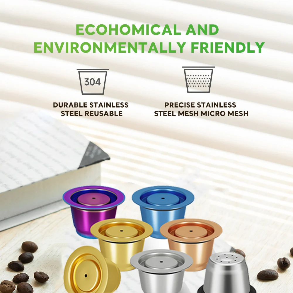 Refillable Reusable Capsule Crema Stainless Steel Coffee Capsule Pod With Reusable Lid Compatible for Nespresso Machines