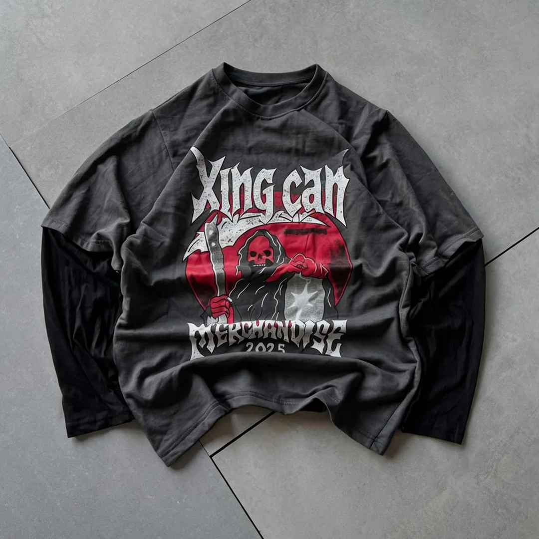 Továrně přizpůsobené pánské tričko s dlouhým rukávem ze 100 % bavlny, dvouvrstvé, streetwear, těžké, převelké, digitální potisk DTG