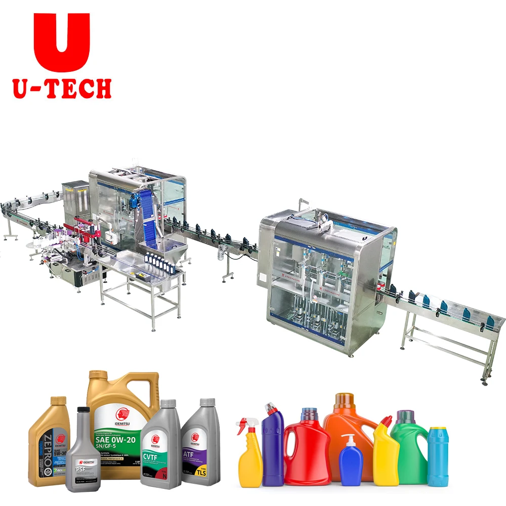Automatic 1L 2L 5L Engine Lubricant Oil Linear Servo Tracking Filling Capping Sealing Machine for Brake Motor Oil Fill Line