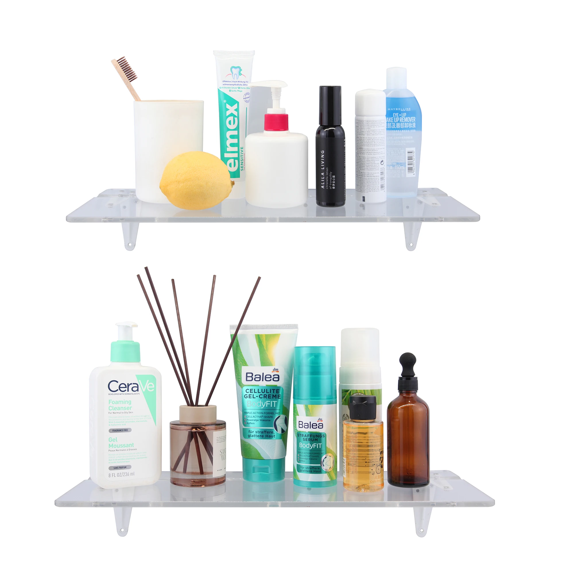 Wall Mounted Display Clear Acrylic Floating Shelves For Bathroom