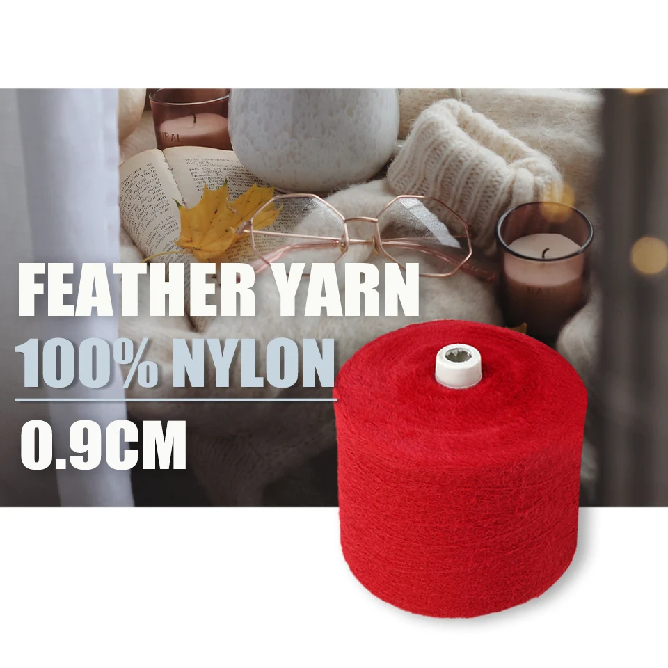 International Standard 0.5cm Crystal 100%Nylon Color Dyed Glittering Mink Hair Feather Yarn For Sweater