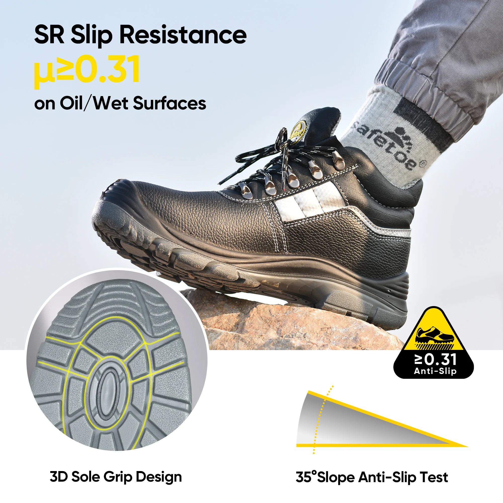 CE Approved  S3 SRC Rated Safety Work Boots with CE VortiGard Steel Toe Certificate