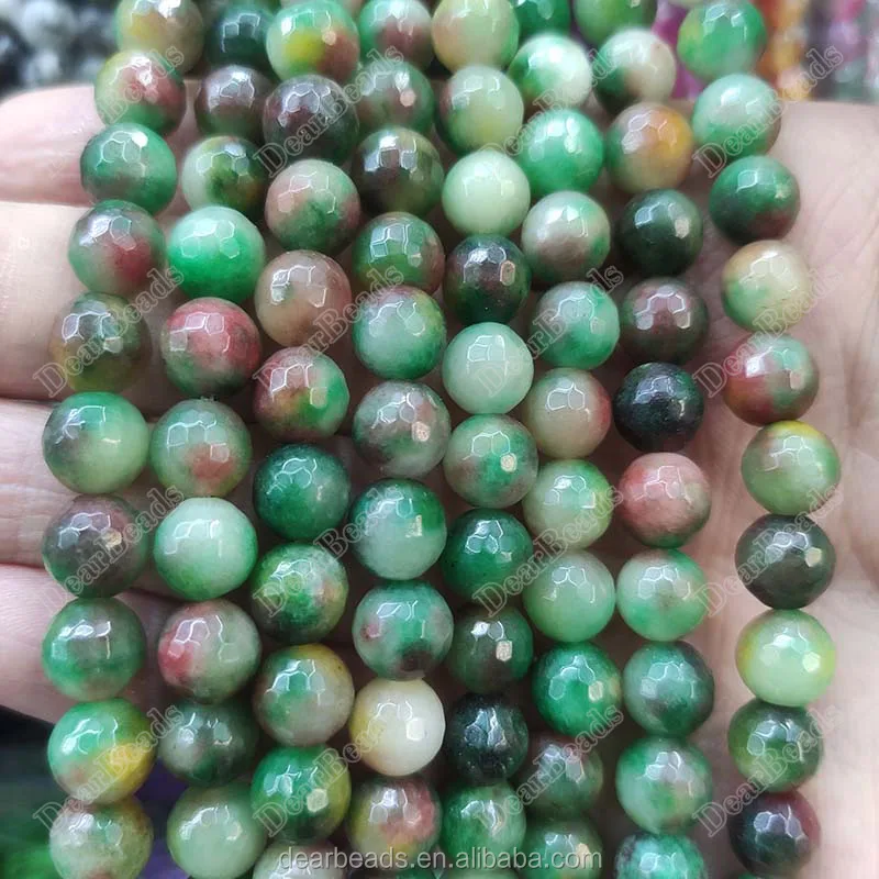 Faceted Green Jade Rondelle Beads, Wholesale Stone Beads - Dearbeads