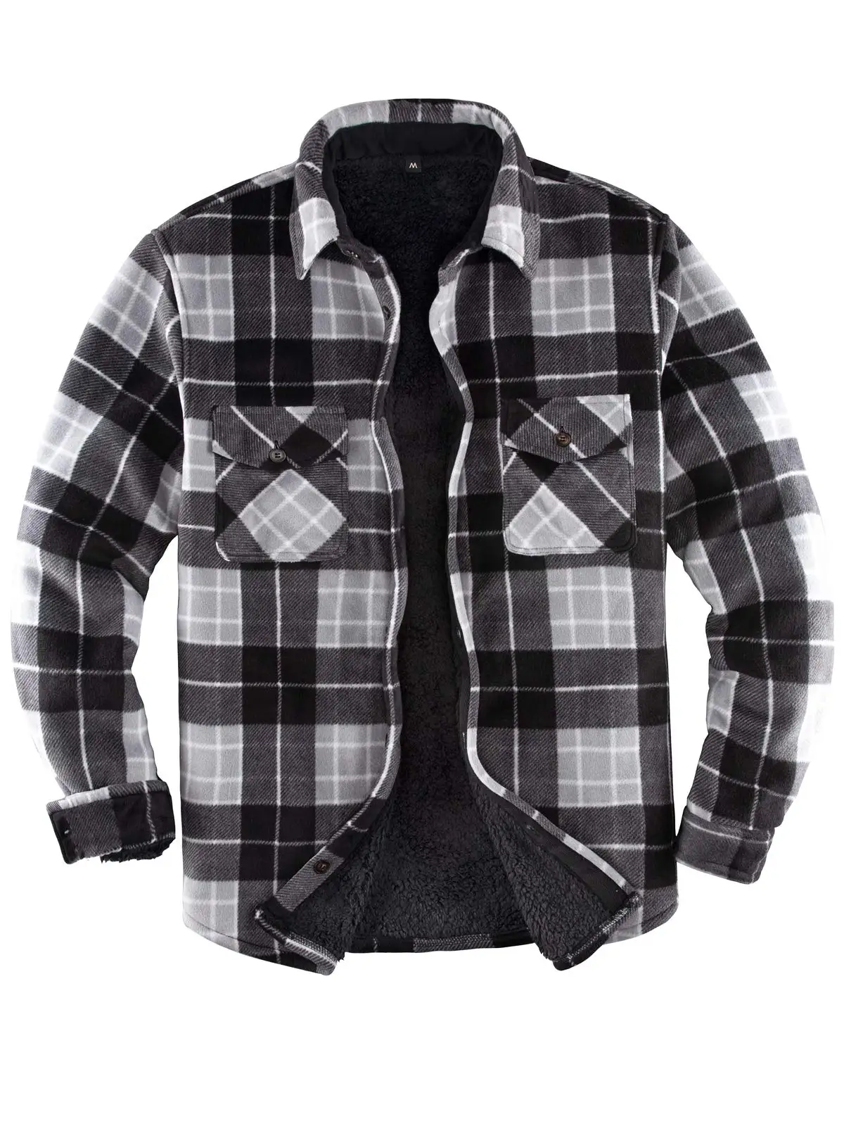 Men's Warm Sherpa Lined Fleece Plaid Flannel Shirt Jacket(All