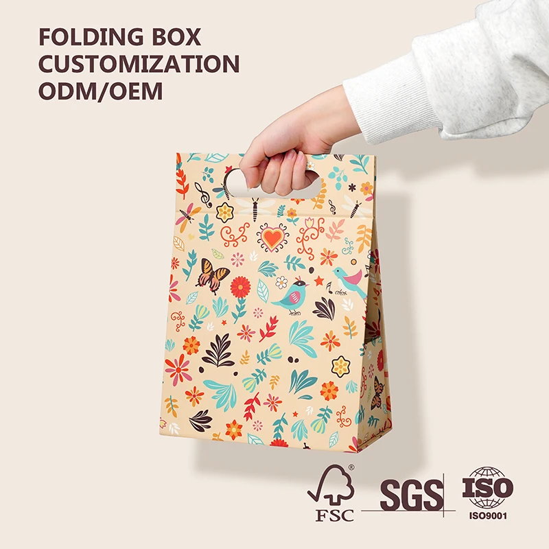 Custom Collapsible Packaging Bag Boxes Magnetic Foldable Box with Handle for Shopping