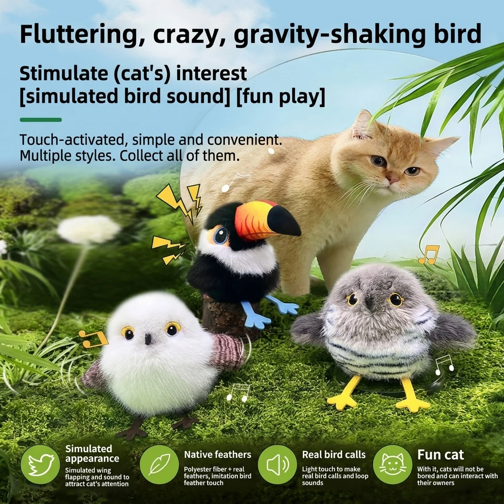Interactive Bird Toy For Cats With Realistic Sounds And Flight_voghion.com