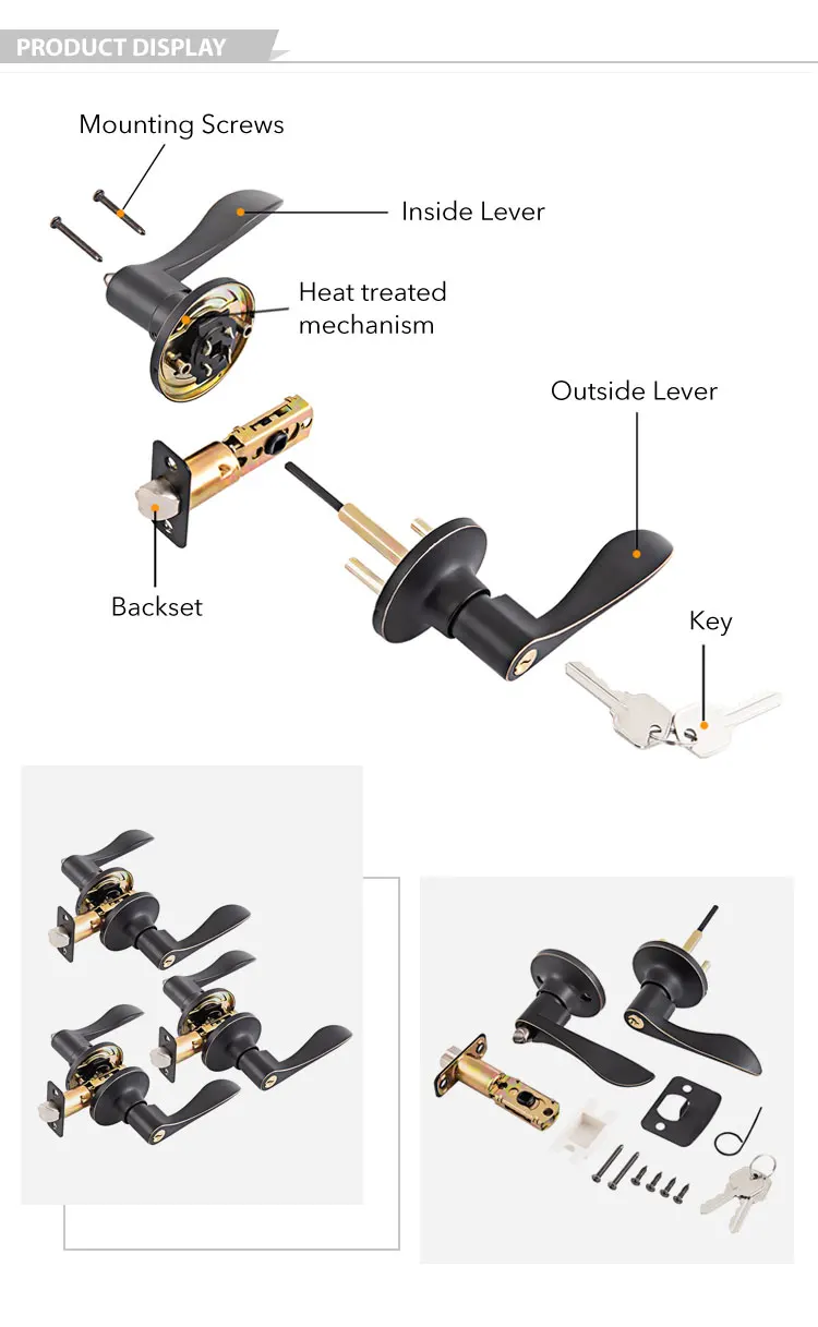 2023 Satin Nickel Interior Wave Door Lever Lock Doorlock Front Door