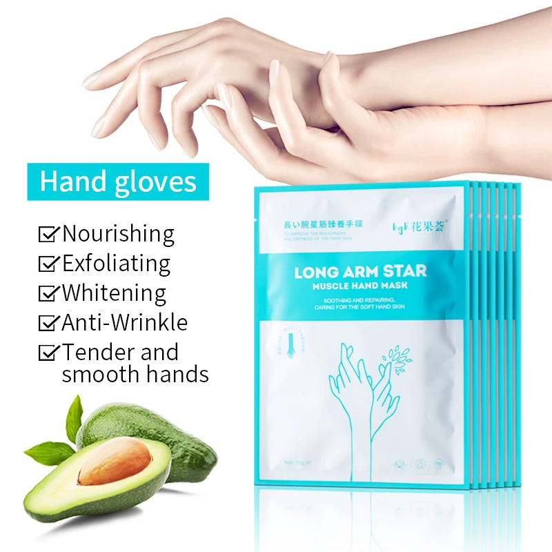 Органическая отшелушивающая маска для рук с маслом Ши, частная марка, увлажняющая отбеливающая питательная восстанавливающая маска для рук против морщин