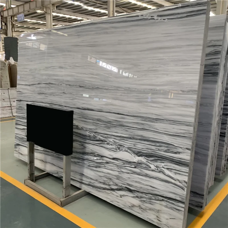 product polished white marble with grey veins slab for wall decor-2