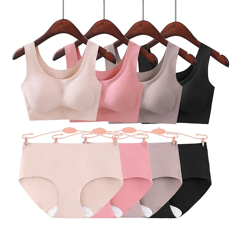 New Young Girl Seamless Vest Bra Set High Quality Underwear Set