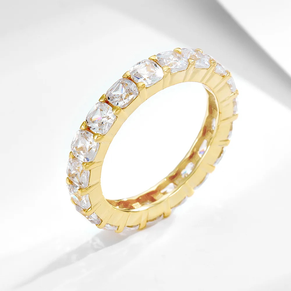 925 Sterling Silver Lab Diamond Wedding Ring Combination Ring 10*10 Ice Flower Cut Simulation Diamond