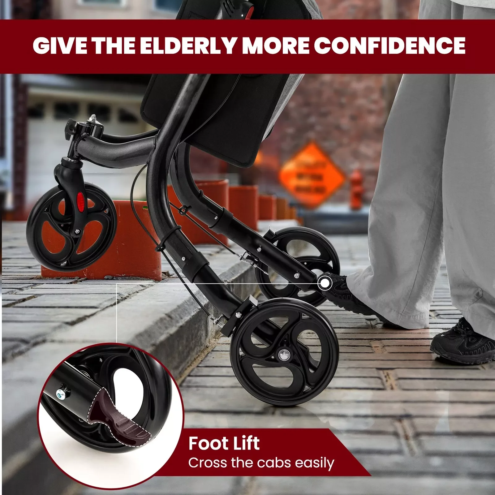 product lightweight portable folding wheeled walker disability products stroke recovery equipment walking for adults with seat-9