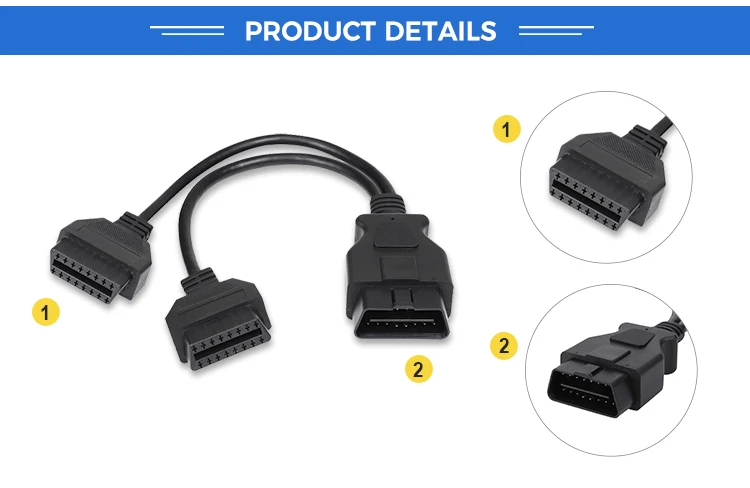 product 16pin male to femaley cable obd obd2 obd2 splitter y male 2female cable for obd2 diagnostic scanner fault code reader-3