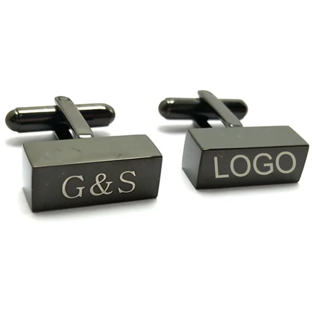 Wholesale Customizable Cufflinks DIY Stainless Steel Engrave Logo Pillar Cuff Links Jewelry Gift Mens