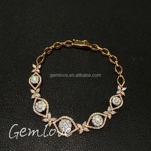 Custom Cuban Link Diamond Bracelet 18K Yellow Gold Lab Created Round/Emerald Cut 4.94ct Luxury Men's Jewelry