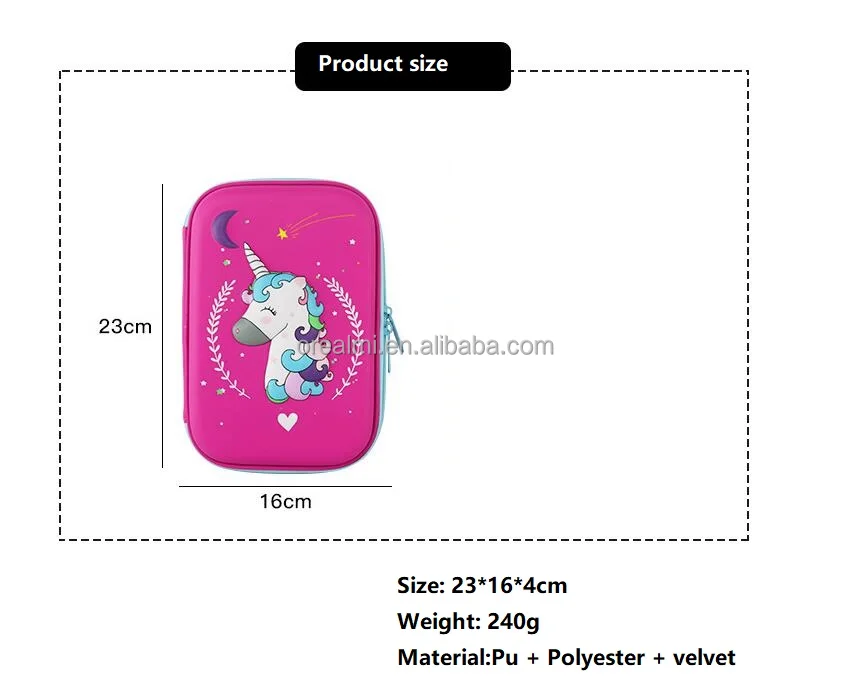 Durable Rectangle Pencil case  Back to School  Daily Use EVA Pencil case for Girl or Boy