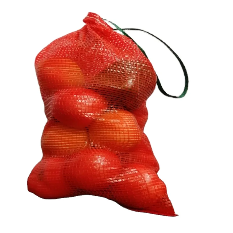 25 kg 50 kg Zwiebel-Kartoffel-Obst-Gemüse-Verpackungsbeutel PE Leno Net Mesh Bag mit Etikett