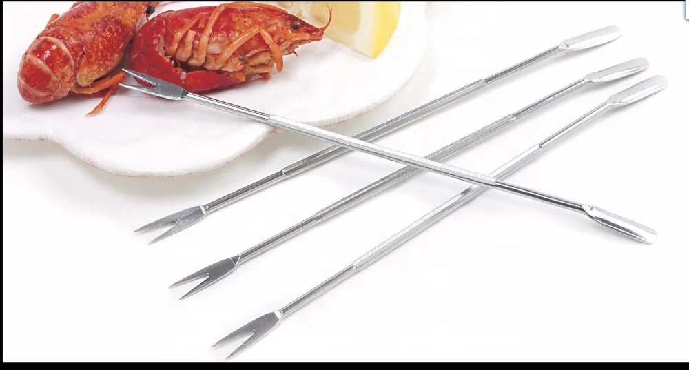 Высококачественные инструменты для сервировки морепродуктов из нержавеющей стали с медным покрытием, вилка-краб для лобстера