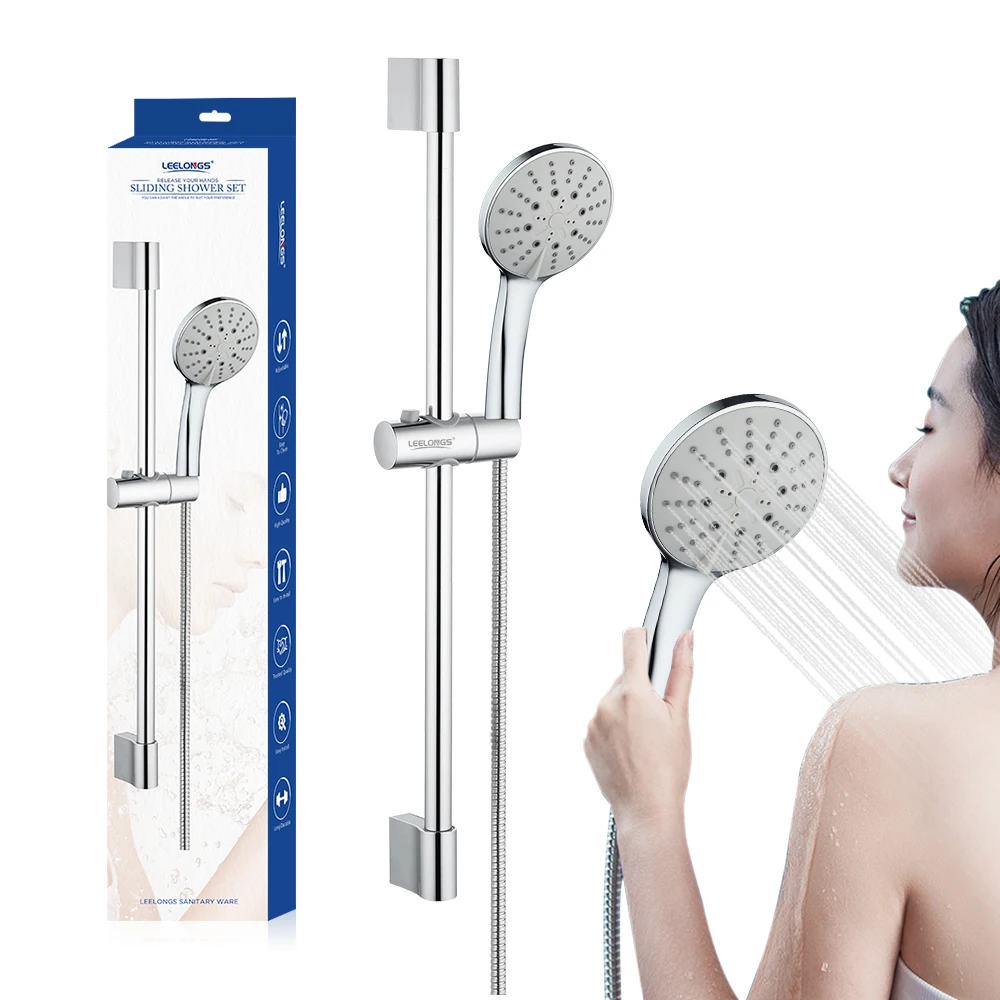 Chromed Stainless Steel Sliding Bar Shower Rail With Abs Plastic Shower ...