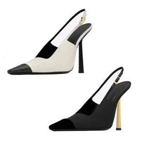 2026 Early Spring Collection New High Heeled Baotou Rear Empty Sandals Small Square Head Metal Heeled European American Pumps
